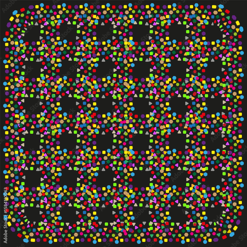 Poster pixel art pattern. colorful mosaic dots. abstract vector background. digital glitch texture