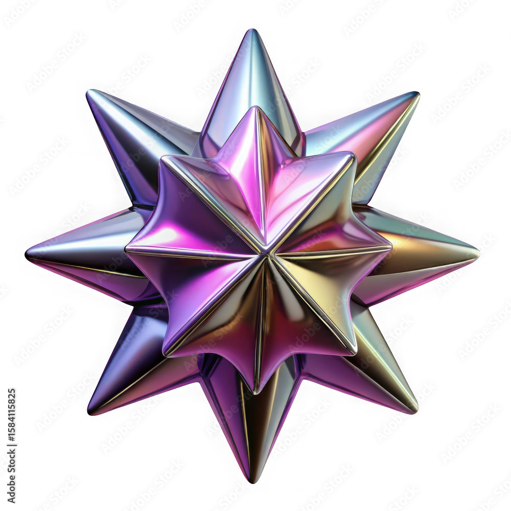 Poster abstract 3d starburst metallic background isolated background on transparent background