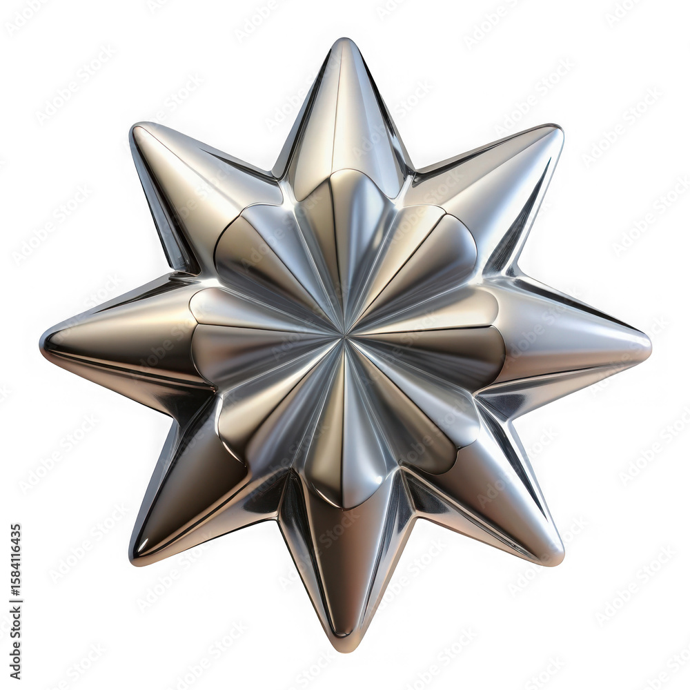 Poster metallic star 3d render for backgrounds isolated background on transparent background