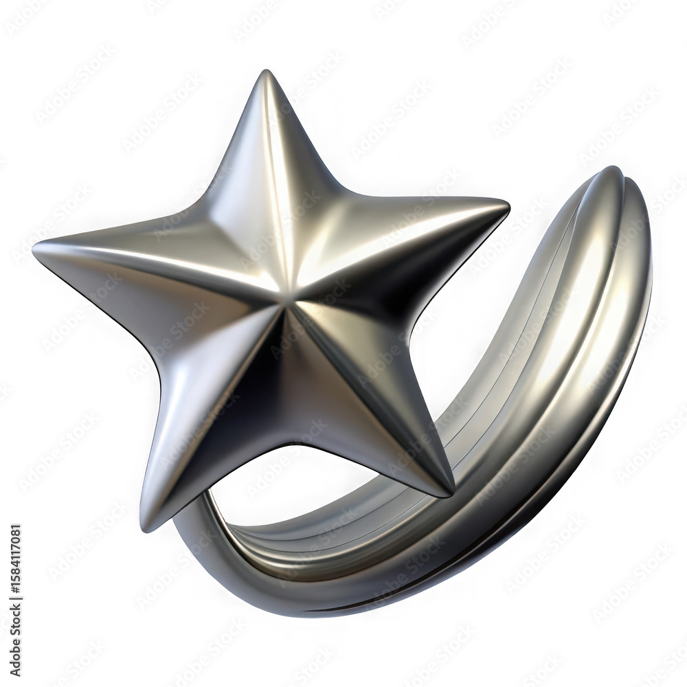 Poster metallic star 3d render background isolated background on transparent background