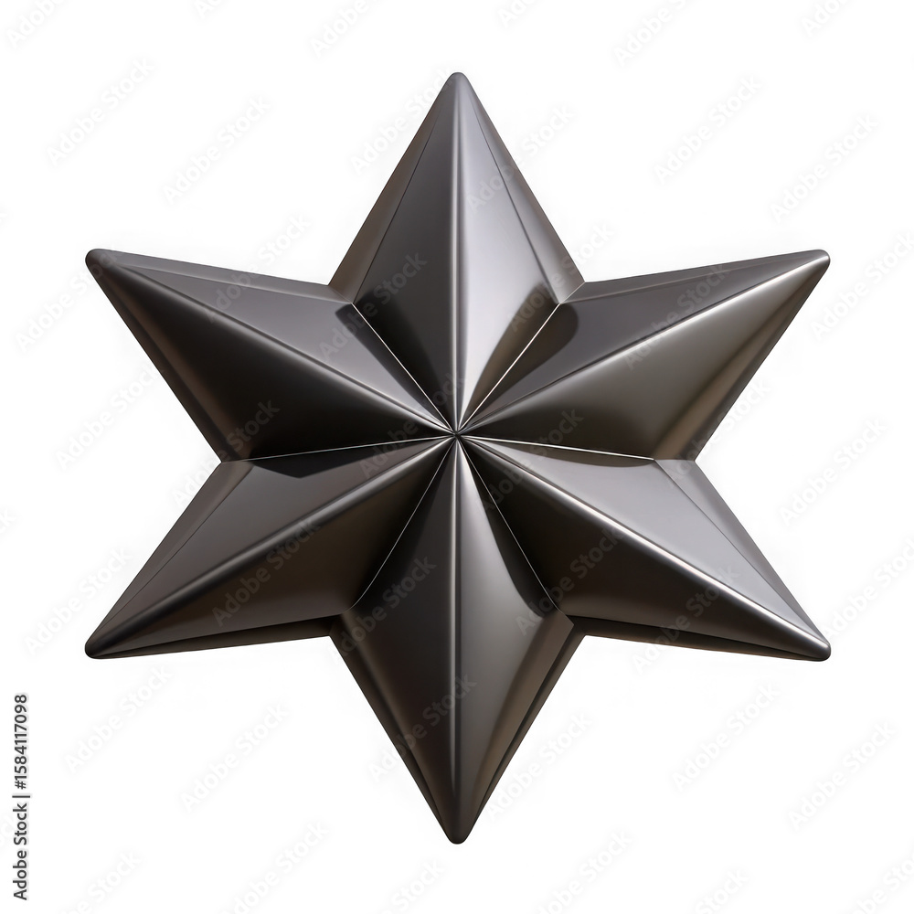 Poster 3d metallic star render on black background isolated background on transparent background