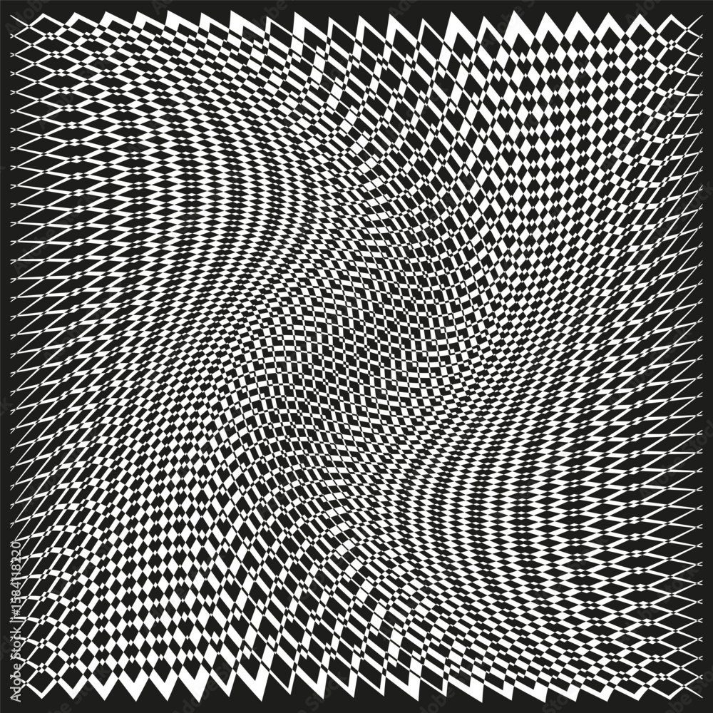 Aufkleber wavy zigzag pattern. distorted line texture. curved motion background. vector optical illustration.