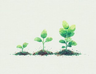 Stages of plant growth depicted in watercolor style