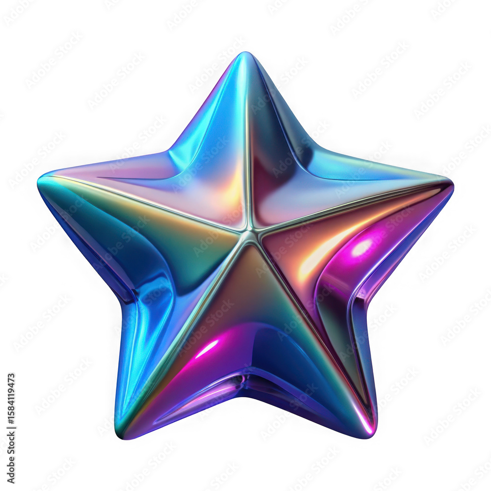 Aufkleber iridescent star 3d render background isolated background on transparent background