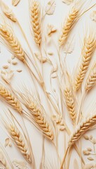 Yellow wheat pattern plant botanical farm plant, vertical solid background