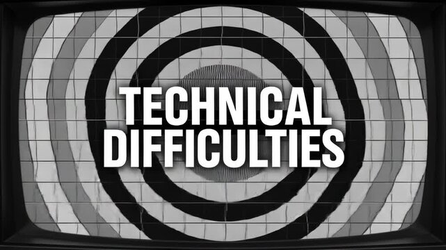 Retro TV Technical Difficulties Screen with Concentric Circles