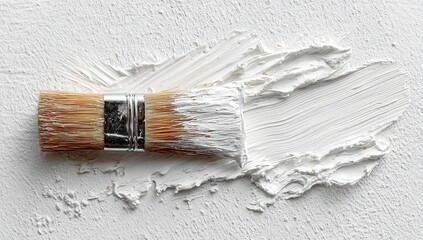 White paint stroke with artist's brush