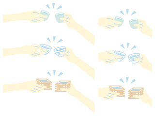 日本酒乾杯イラストセット