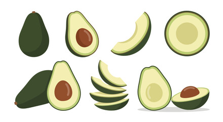 Avocado Vector Set: Fresh, Healthy Fruit Illustrations