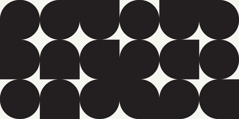 Black and white geometric brutalist seamless pattern vector. Abstract background design illustration.