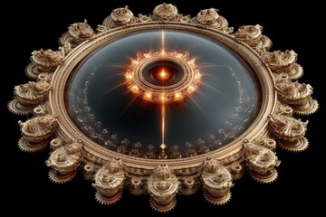 An ornate, steampunk-inspired cosmic device radiating energy from a central glowing core.