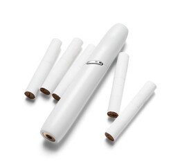 Modern electronic cigar with sticks isolated on white background