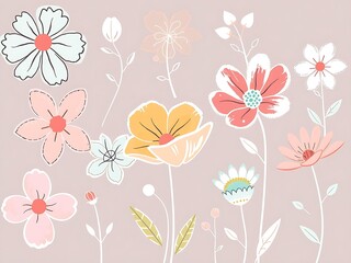 Set of abstract flower shapes with rough brush edges &ndash; outline floral vector collection in minimal style for DIY crafts, product packaging, feminine branding, handmade labels, and decorative creative 