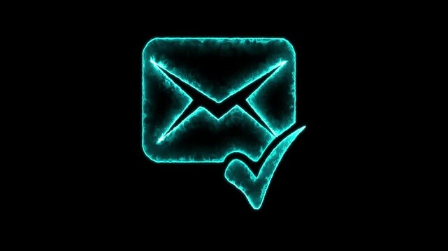 Glowing neon colour message box icon