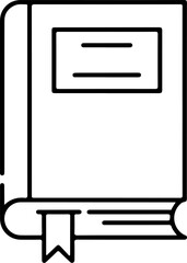 Simple black line drawing of a closed book with a bookmark