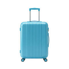 Blue rolling suitcase isolated on transparent background