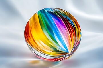 Colorful glass sphere reflection studio setting art photography soft lighting close-up view vibrant aesthetic