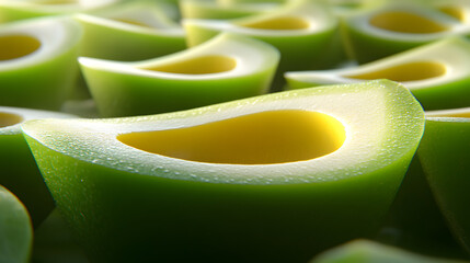 Close-Up View of Avocado Halves in a Modern Kitchen, Food Photography, Bright and Fresh Environment