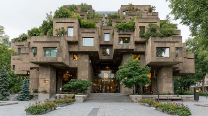 Obraz premium Concrete building with green spaces