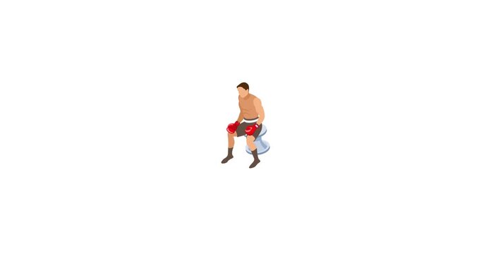 Animated icon of Rest Between Rounds, symbolizing a break during combat sports or fitness training. Represents recovery, endurance, stamina, and balance in martial arts, boxing, or workout routines. P