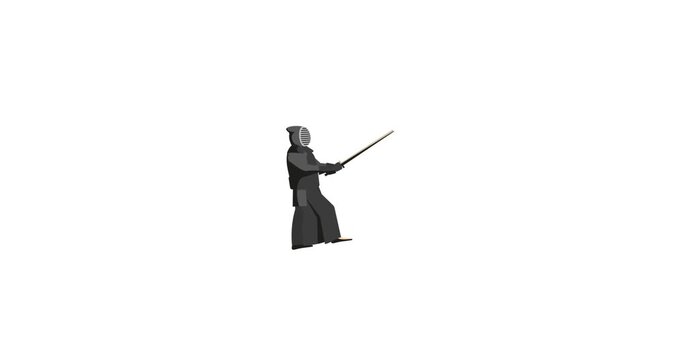 Animated icon of Kendo Fight, the Japanese martial art of sword fencing using bamboo swords (shinai) and armor. Represents discipline, tradition, combat, and warrior spirit. Ideal for martial arts sch