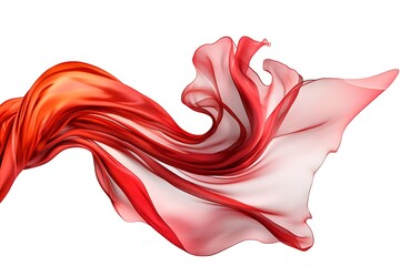 Obraz premium Flowing red silk ribbon dance studio setting digital art vibrant colors close-up view abstract elegance
