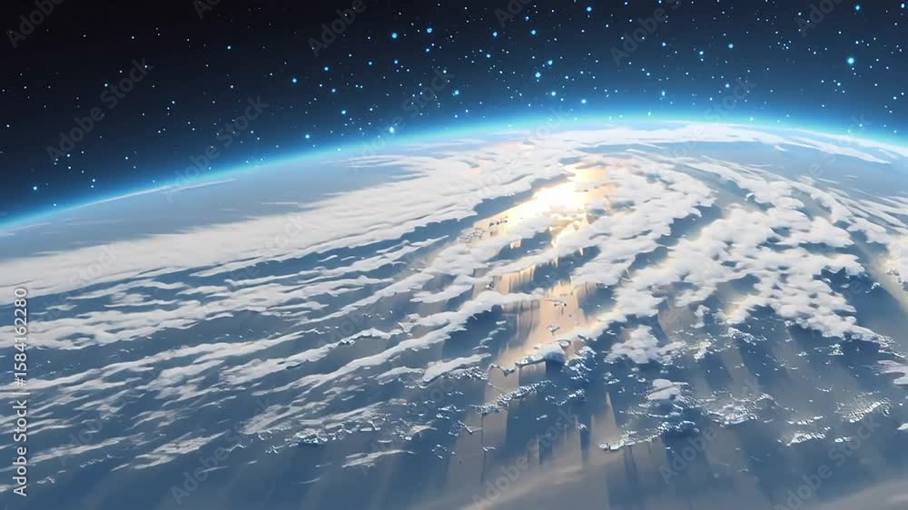 Wall mural stunning view of earth from space with cloud patterns and stars with ai generated