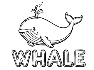 Naklejka premium Whale Ocean Animal Coloring Page.