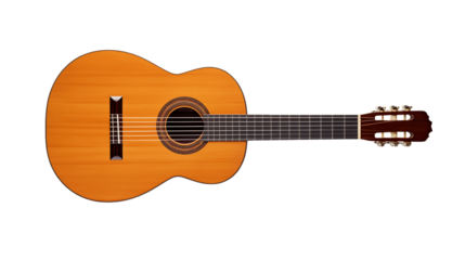 Classical guitar  isolated on transparent background showcases rich textures and elegant design
