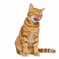 Fototapeta premium Relaxed Domestic Cat in Its Element in White