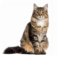 Fototapeta premium Playful Tabby Cat Grooming on White