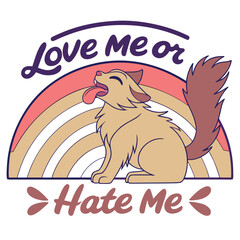 Cat with tongue out and rainbow design kitten animal