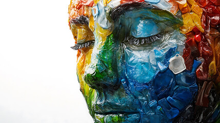 Fototapeta premium recycling and nature themes: photos of trees sprouting from waste, Earth held above trash, and green initiatives with ample blank spaces for environmental messages.