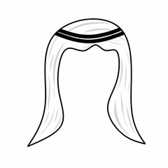 Illustration of an Arab man's head covering. Illustration of a Middle Eastern man's turban. Flat design of a turban. Illustration of a white man's turban. Hand-drawn illustration of an Arab man's head