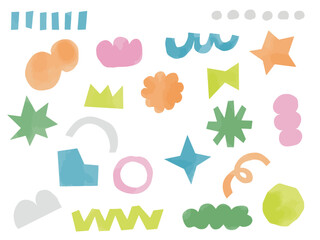 手描きあしらいセット　幾何学模様　水彩　パターン