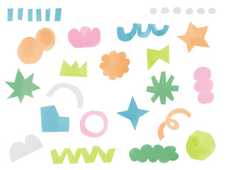 手描きあしらいセット　幾何学模様　水彩　パターン