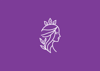 Beautiful queen line logo for grace, royalty, or feminine branding.