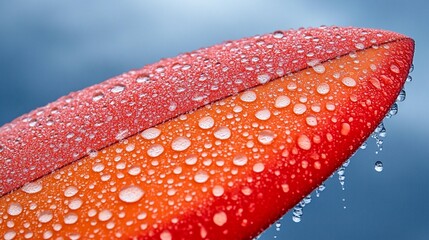 Close-up of a wet surfboard with water droplets