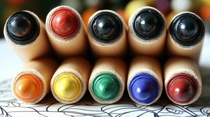 Close-up of colorful wooden markers