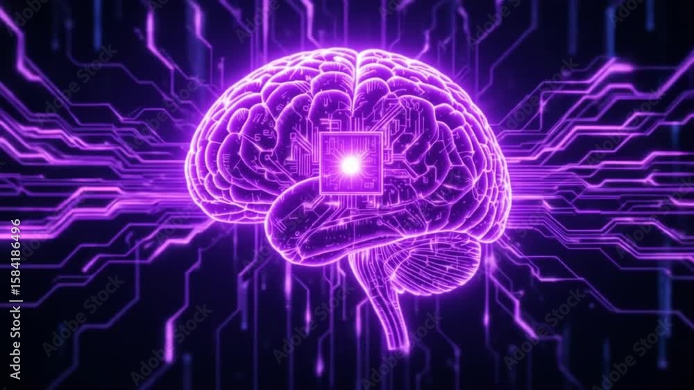 Aufkleber artificial intelligence brain concept futuristic glowing brain with circuit board