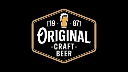 Original craft beer emblem with beer glass and year 1987