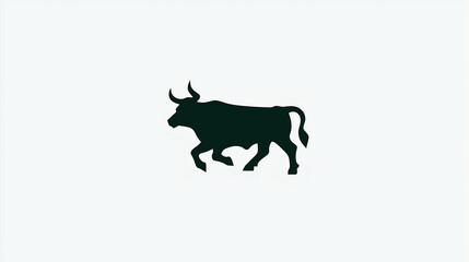 Minimalist Bull Silhouette Icon, Symbolic Design for Finance & Branding