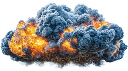 Explosive Fireball With Dense Smoke Cloud