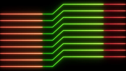Abstract neon lines on black background illustrating futuristic data flow concept