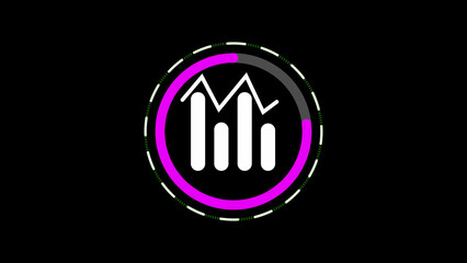 Abstract financial graph icon with circles and progress bars on a black background