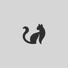 Cat Minimal Logo A stylish cat silhouette using minimal curves to evoke elegance and independence
