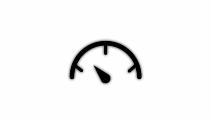 Minimalist black speedometer gauge icon indicating low performance or measurement on white background