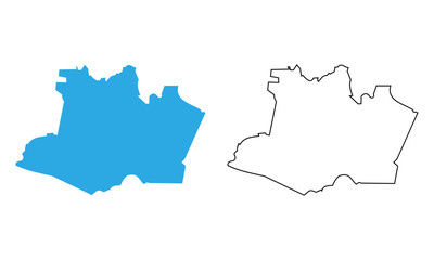 Map of the state of Amazonas, Brazil. Map with detailed outline and blue silhouette