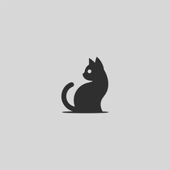 Cat Minimal Logo A stylish cat silhouette using minimal curves to evoke elegance and independence