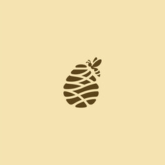 Bee Hive Logo A geometric beehive silhouette symbolizing teamwork and productivity with clean shapes